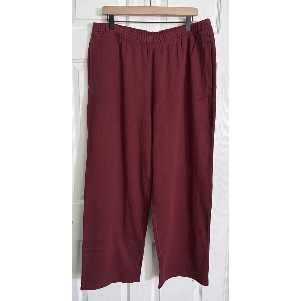SKIMS Cotton Fleece Straight Leg Pant XL Merlot ST-PNT-8385W